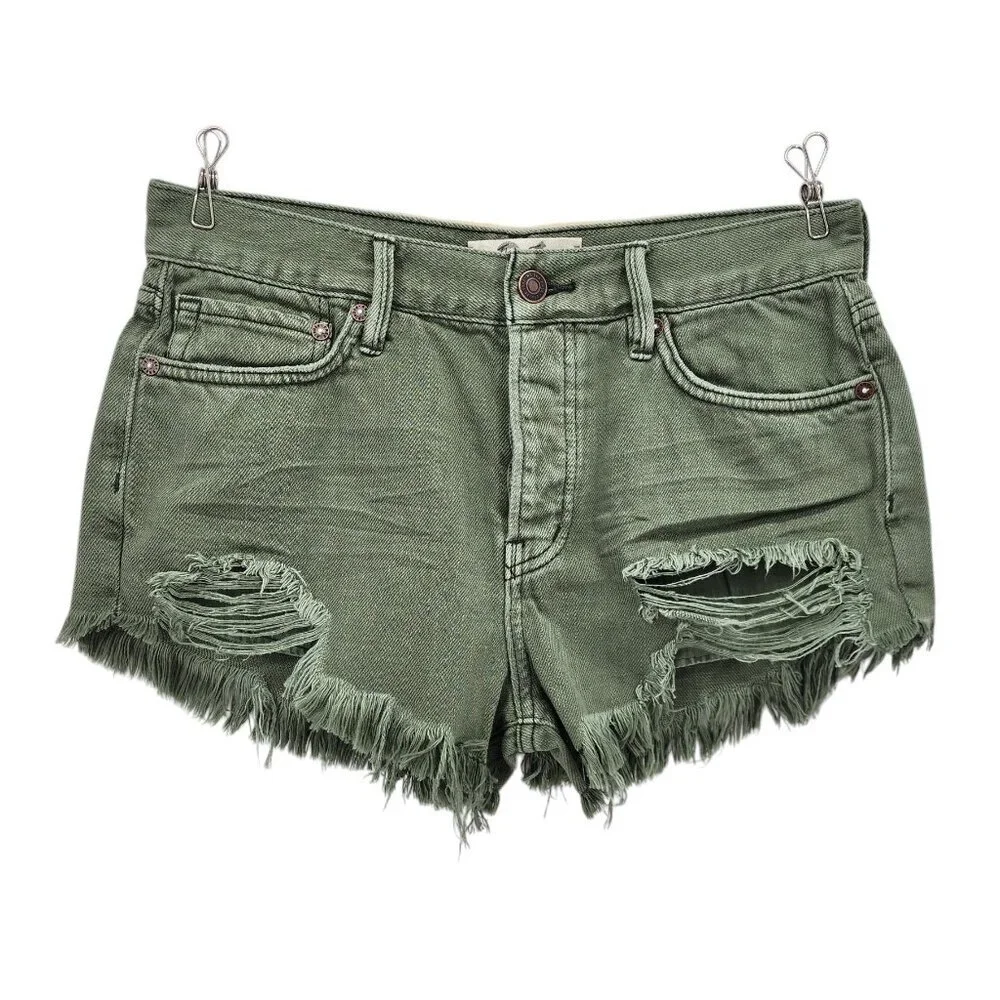 Free People We The Free Womens 26 Shorts Loving Good Vibrations Cut Off Jean
